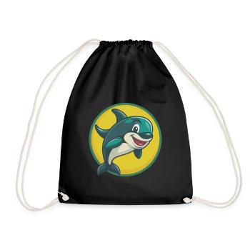 Orca Cute Kawaii Cartoon Clipart Pet Animal - Drawstring Bag - black - Front