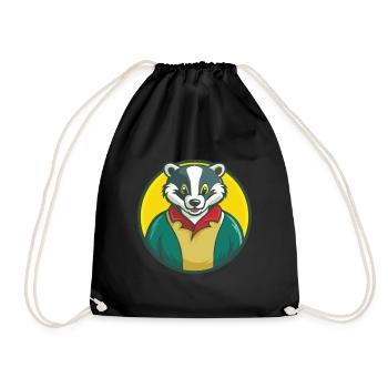 blaireau mignon kawaii dessin animé clipart animal de compagnie - Sac de sport léger - noir - Devant