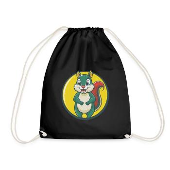 écureuil mignon kawaii dessin animé clipart animal de compagnie - Sac de sport léger - noir - Devant