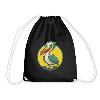 Pélican Mignon Kawaii Dessin animé Clipart Animal de compagnie - Sac de sport léger - noir - Devant