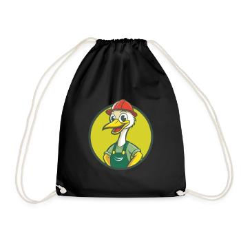 grue mignon Kawaii dessin animé Clipart animal de compagnie - Sac de sport léger - noir - Devant