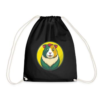 Cochon d’Inde Mignon Kawaii Dessin animé Clipart Animal de compagnie - Sac de sport léger - noir - Devant