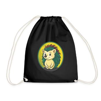 Igel Niedlich Kawaii Cartoon Clipart Haustier Tier - Turnbeutel - Schwarz - Vorne