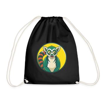 Lemur Cute Kawaii Cartoon Clipart Pet Animal - Drawstring Bag - black - Front