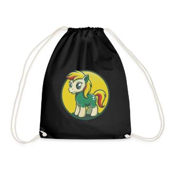Pony Cute Kawaii Cartoon Clipart Pet Animal - Drawstring Bag - black - Front