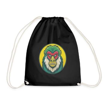 Mandrill Niedliche Kawaii Cartoon Clipart Haustier Tier - Turnbeutel - Schwarz - Vorne