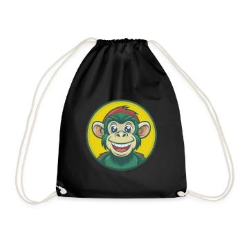 Monkey Cute Kawaii Cartoon Clipart Pet Animal - Drawstring Bag - black - Front