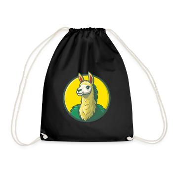 Lama mignon Kawaii dessin animé Clipart Animal de compagnie - Sac de sport léger - noir - Devant