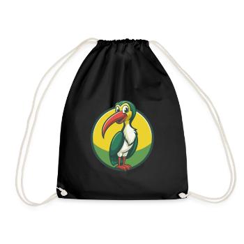 Ibis Cute Kawaii Cartoon Clipart Pet Animal - Drawstring Bag - black - Front