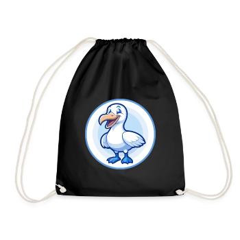 Albatross Blue Kawaii Cartoon Character Clipart - Drawstring Bag - black - Front