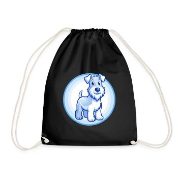 Airedale Terrier Chien Bleu Kawaii Personnage de dessin animé - Sac de sport léger - noir - Devant