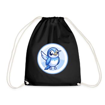 Bee Eater Blue Kawaii Cartoon Character Clipart - Drawstring Bag - black - Front