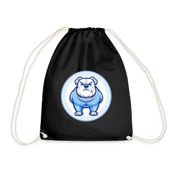 Bulldogge Blau Kawaii Cartoon Figur Clipart Haustier - Turnbeutel - Schwarz - Vorne