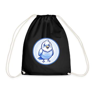Kanarienvogel Blau Kawaii Cartoon Figur Clipart - Turnbeutel - Schwarz - Vorne
