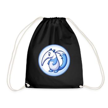 Ameisenbär Blau Kawaii Cartoon Figur Clipart Haustier - Turnbeutel - Schwarz - Vorne