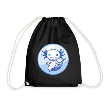axolotl bleu kawaii dessin animé personnage clipart animal de compagnie - Sac de sport léger - noir - Devant