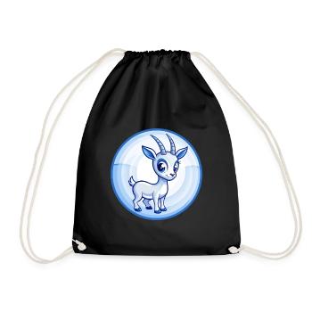 Antilope Blau Kawaii Cartoon Charakter Clipart Haustier - Turnbeutel - Schwarz - Vorne