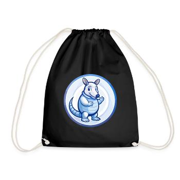 Gürteltier Blau Kawaii Cartoon Figur Clipart - Turnbeutel - Schwarz - Vorne
