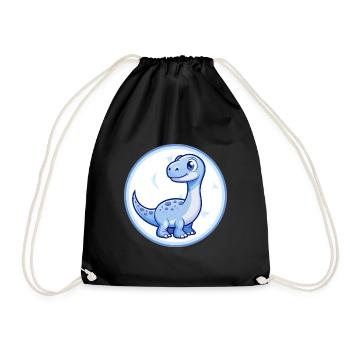Dinosaurier Blau Kawaii Cartoon Figur Clipart Haustier - Turnbeutel - Schwarz - Vorne