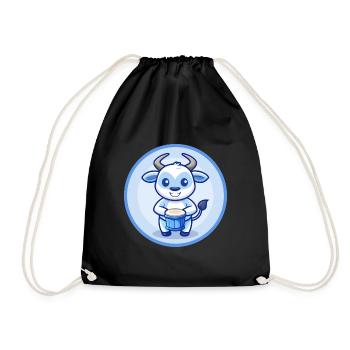 Bongo Blau Kawaii Cartoon Figur Clipart Haustier - Turnbeutel - Schwarz - Vorne