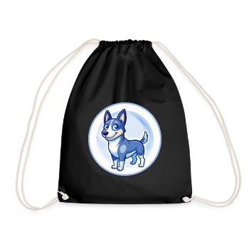Australian Kelpie Dog Blue Cute Kawaii Cartoon Pet - Drawstring Bag - black - Front