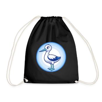 Avocet Blue Kawaii Cartoon Character Clipart Pet - Drawstring Bag - black - Front