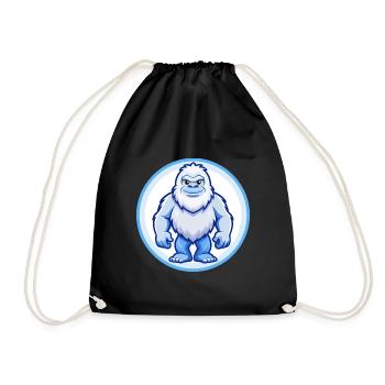 BigFoot Blau Kawaii Cartoon Figur Clipart Haustier - Turnbeutel - Schwarz - Vorne