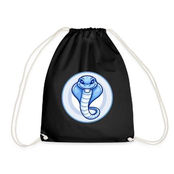 Cobra Blue Kawaii Cartoon Character Clipart Pet - Drawstring Bag - black - Front