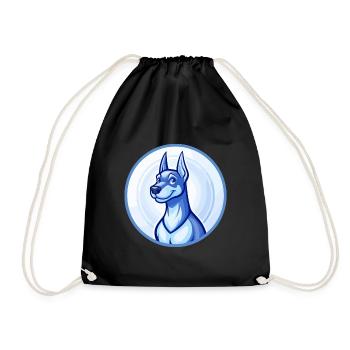 Dobermann chien bleu mignon kawaii dessin animé clipart animal de compagnie - Sac de sport léger - noir - Devant