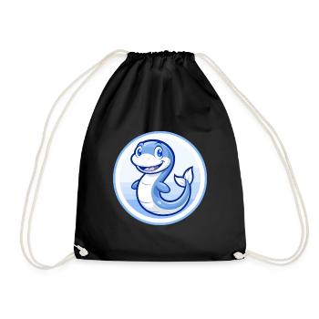 Anguille bleu mignon kawaii dessin animé personnage Clipart animal de compagnie - Sac de sport léger - noir - Devant