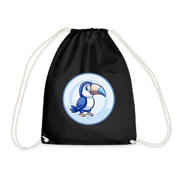 Tukan Blau Kawaii Cartoon Figur Clipart Haustier - Turnbeutel - Schwarz - Vorne