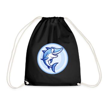 Barracuda Blue Kawaii Dessin animé Personnage Clipart - Sac de sport léger - noir - Devant