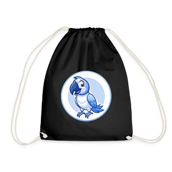 Papagei Blau Kawaii Cartoon Figur Clipart Haustier - Turnbeutel - Schwarz - Vorne