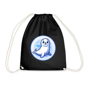 Siegel Blau Kawaii Cartoon Figur Clipart Haustier - Turnbeutel - Schwarz - Vorne