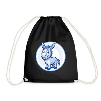 Âne Bleu Kawaii Dessin Animé Personnage Clipart Animal de compagnie - Sac de sport léger - noir - Devant