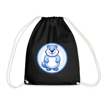 Murmeltier Blau Kawaii Cartoon Figur Clipart - Turnbeutel - Schwarz - Vorne