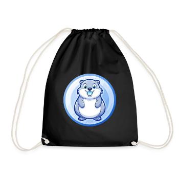 Gopher Bleu Kawaii Dessin Animé Personnage Clipart Animal de compagnie - Sac de sport léger - noir - Devant