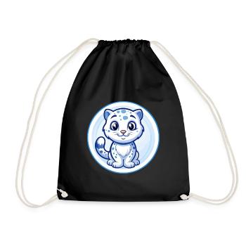 Léopard des neiges Bleu Kawaii Dessin animé Personnage Clipart - Sac de sport léger - noir - Devant
