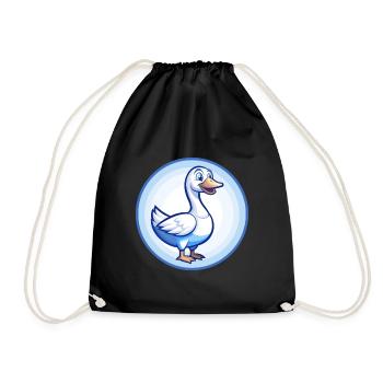 Goose Blue Kawaii Cartoon Character Clipart Pet - Drawstring Bag - black - Front