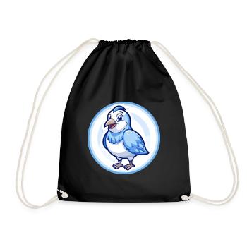 perdrix bleu kawaii personnage de dessin animé clipart - Sac de sport léger - noir - Devant