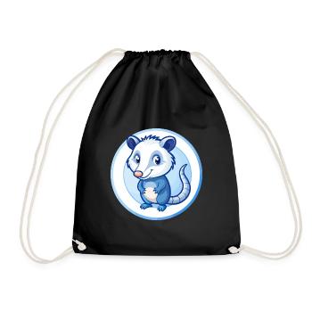 opossum bleu kawaii dessin animé personnage clipart animal de compagnie - Sac de sport léger - noir - Devant