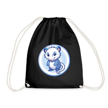 Opossum Bleu Kawaii Dessin Animé Personnage Clipart Animal de compagnie - Sac de sport léger - noir - Devant