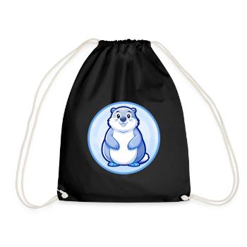 Murmeltier Blau Kawaii Cartoon Figur Clipart Haustier - Turnbeutel - Schwarz - Vorne