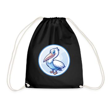 Pélican Bleu Kawaii Dessin Animé Personnage Clipart Animal de compagnie - Sac de sport léger - noir - Devant