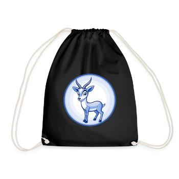 Impala Blau Kawaii Cartoon Figur Clipart Haustier - Turnbeutel - Schwarz - Vorne