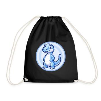 Komodowaran Blau Niedliche Kawaii Cartoon Clipart Haustier - Turnbeutel - Schwarz - Vorne