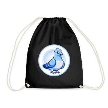 Taube Blau Kawaii Cartoon Charakter Clipart Haustier - Turnbeutel - Schwarz - Vorne