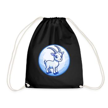 Ibex Blue Kawaii Cartoon Character Clipart Pet - Drawstring Bag - black - Front