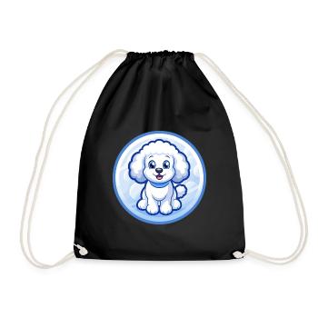 Pudel Hund Blau Kawaii Cartoon Figur Clipart - Turnbeutel - Schwarz - Vorne