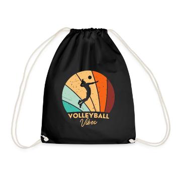 Volleyball Vintage Retro Volleyball Player - Drawstring Bag - black - Front